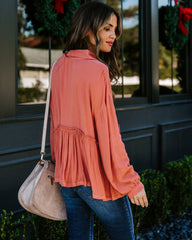 Grady Collared Button Down Peplum Top - Ginger Oshnow