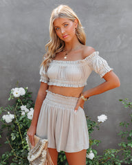 Gramm Off The Shoulder Crop Top - Sage Oshnow