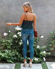 Gratitude Satin Crop Babydoll Tank - Sea Green Oshnow