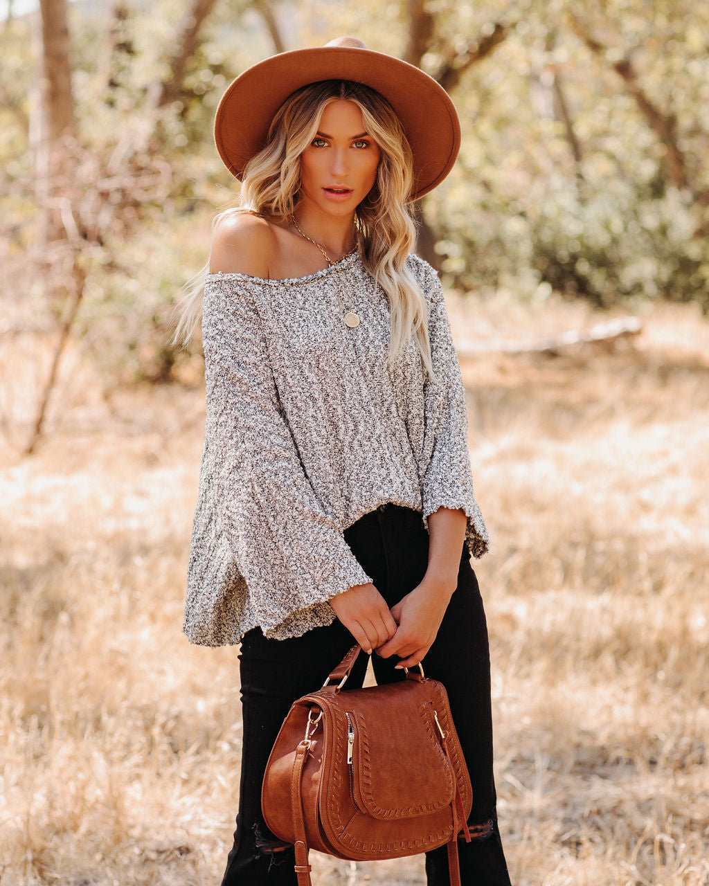 Gray Cotton Blend Crop Knit Sweater Oshnow