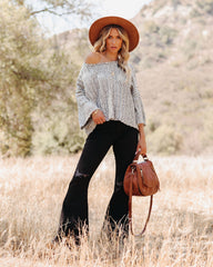 Gray Cotton Blend Crop Knit Sweater Oshnow