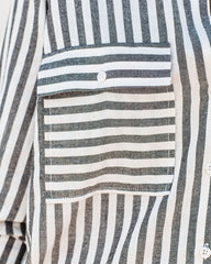 Greenport Cotton Blend Striped Button Down Top - Asphalt Oshnow