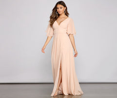 Greta Formal High Slit Chiffon Dress Oshnow