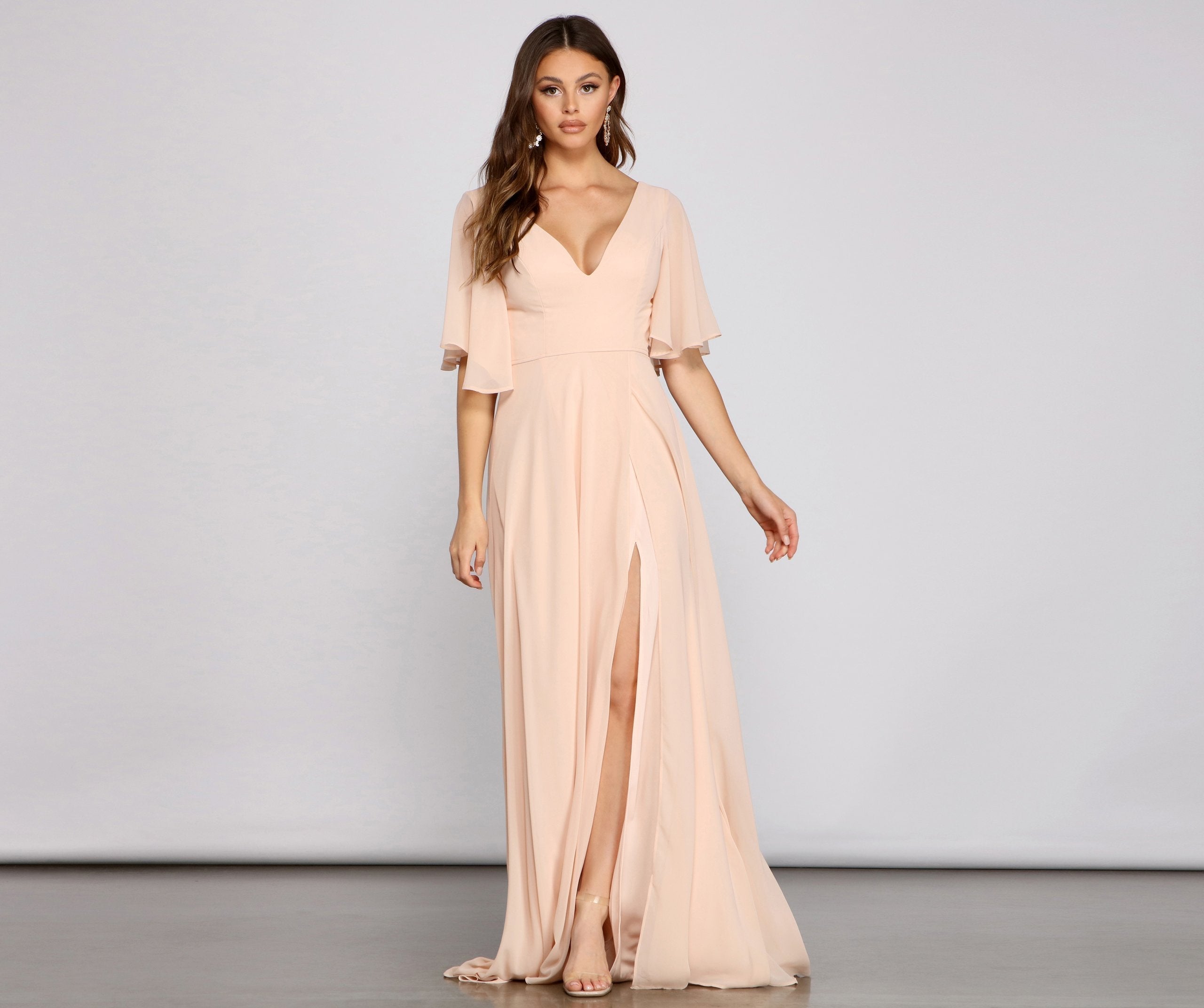 Greta Formal High Slit Chiffon Dress Oshnow