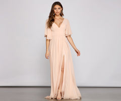 Greta Formal High Slit Chiffon Dress Oshnow