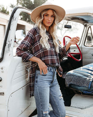 Grizzly Peak Cotton Plaid Button Down Top Oshnow