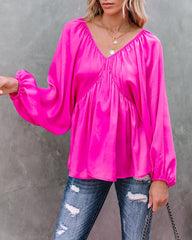 Guinevere Satin Babydoll Blouse Oshnow