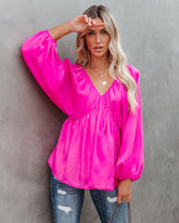 Guinevere Satin Babydoll Blouse Oshnow