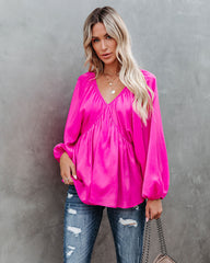 Guinevere Satin Babydoll Blouse Oshnow