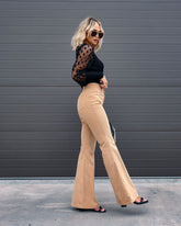 Gwen Corduroy Pocketed Flare Pants - Toffee Oshnow