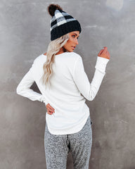 Gwen Cotton + Modal Thermal Henley Top - Off White Oshnow