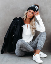 Gwen Cotton + Modal Thermal Henley Top - Off White Oshnow