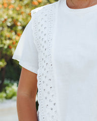 Gwena Cotton Eyelet Tee - White Oshnow