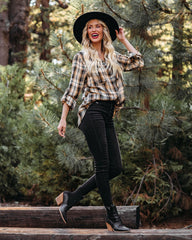 Hadid Plaid Button Down Top Oshnow