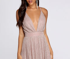 Haley Formal Shimmering Metallic Dress Oshnow