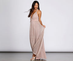 Haley Formal Shimmering Metallic Dress Oshnow