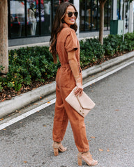 Halsey Cotton Pocketed Jumpsuit - Terracotta Oshnow