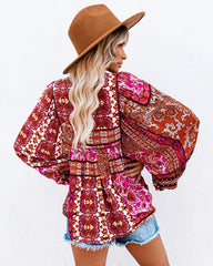 Happy Days Balloon Sleeve Patchwork Top Oshnow