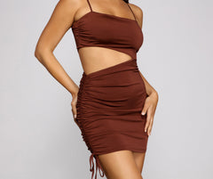 Hard To Get Ruched Cutout Mini Dress Oshnow
