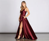 Harlie Formal Satin Sleeveless Dress Oshnow