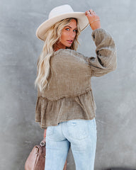 Havasu Crop Babydoll Top - Taupe Oshnow