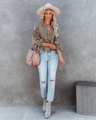 Havasu Crop Babydoll Top - Taupe Oshnow