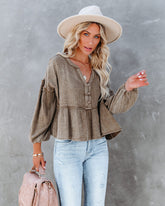 Havasu Crop Babydoll Top - Taupe Oshnow