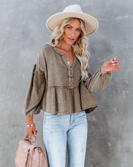 Havasu Crop Babydoll Top - Taupe Oshnow
