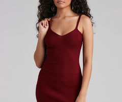 Hawt V-Neck Ribbed Sweater Dress Oshnow