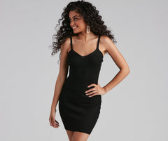 Hawt V-Neck Ribbed Sweater Dress Oshnow
