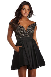 Hayley Lace Taffeta Dress Oshnow