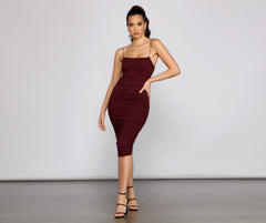 Heart Of Glam Ruched Midi Dress Oshnow