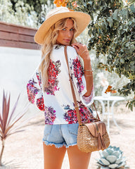 Heavenly Hydrangeas Floral Kimono Tie Top Oshnow