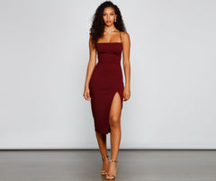 Henley Formal Lace-Up Midi Dress Oshnow