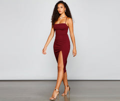 Henley Formal Lace-Up Midi Dress Oshnow