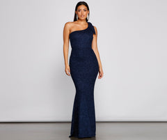 Henley Formal One Shoulder Glitter Dress Oshnow