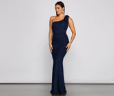 Henley Formal One Shoulder Glitter Dress Oshnow
