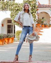 Her Cotton Cropped Tee - Whisper Taupe Oshnow