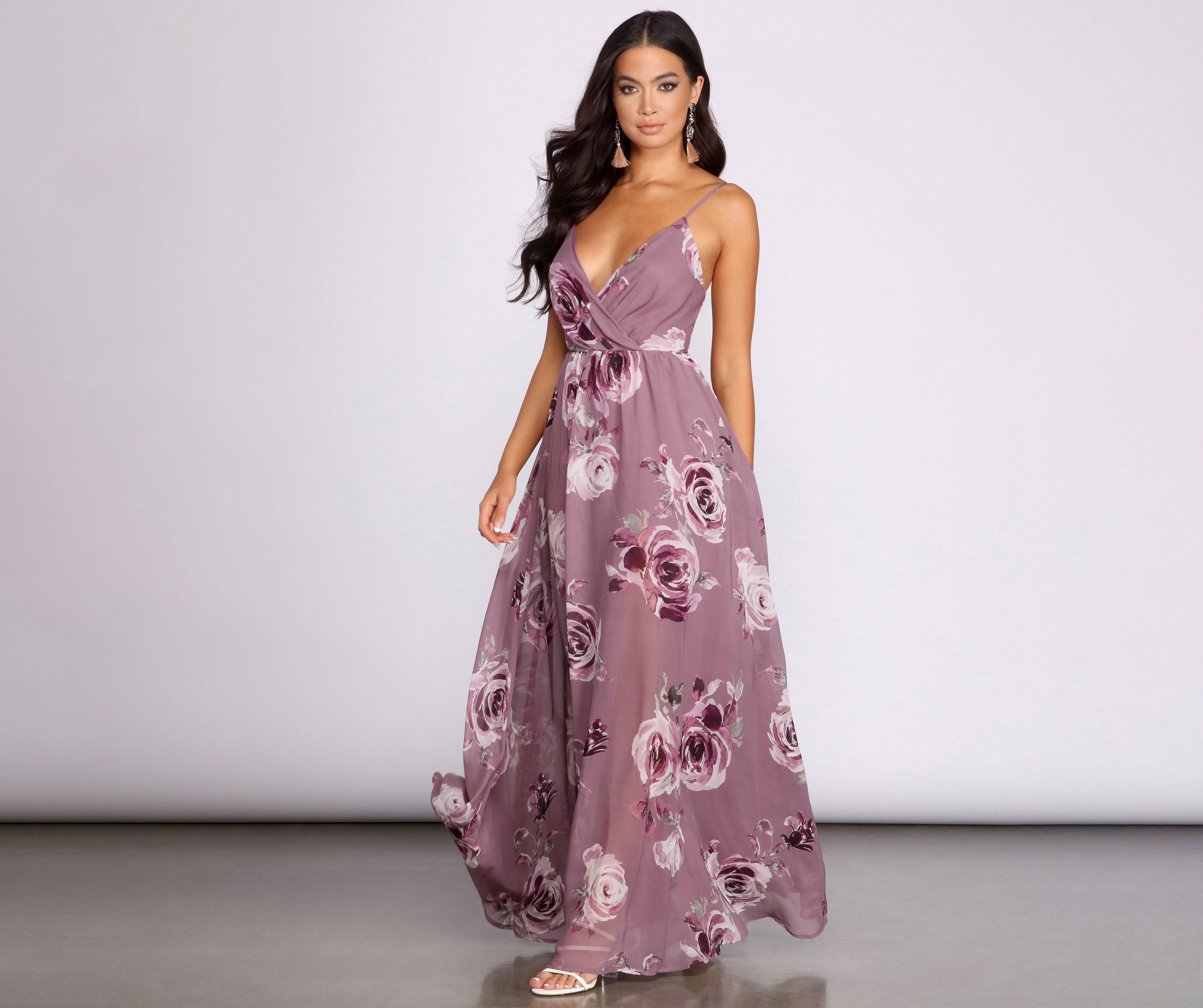 Hila Floral Chiffon A-Line Dress Oshnow