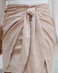 Hilaria Satin Mini Skirt - Champagne - SALE Oshnow