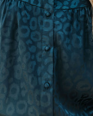 Hint Satin Leopard Embossed Dolman Blouse - Forest Green Oshnow