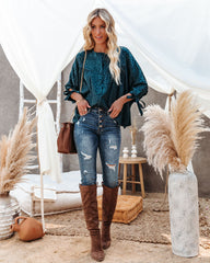 Hint Satin Leopard Embossed Dolman Blouse - Forest Green Oshnow