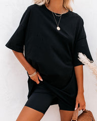 His Cotton Oversized Tee - Black Oshnow