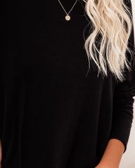 Holiday Weekend Cotton Long Sleeve Tunic - Black Oshnow