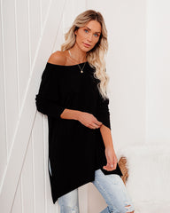 Holiday Weekend Cotton Long Sleeve Tunic - Black Oshnow