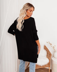 Holiday Weekend Cotton Long Sleeve Tunic - Black Oshnow