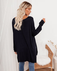 Holiday Weekend Cotton Long Sleeve Tunic - Navy Oshnow