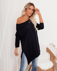 Holiday Weekend Cotton Long Sleeve Tunic - Navy Oshnow
