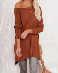 Holiday Weekend Cotton Long Sleeve Tunic - Rust Oshnow