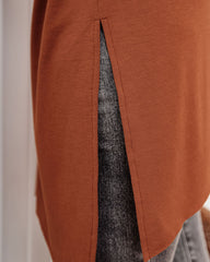 Holiday Weekend Cotton Long Sleeve Tunic - Rust Oshnow